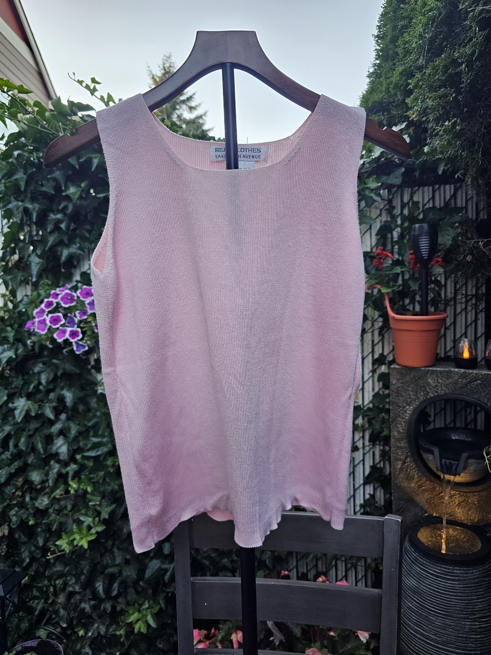 Saks Fifth Avenue Pale Pink Knit Scoop Neck Tank